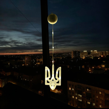 Світлодіодна гірлянда фігурка «Український Тризуб» 10лід на батарейках 3ААА та присосці на вікно або стіну
