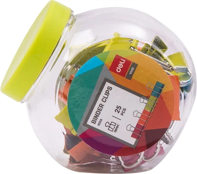 Зажим для бумаги Deli 8558 микс Vivid 19 мм 25 шт (6921734909923)