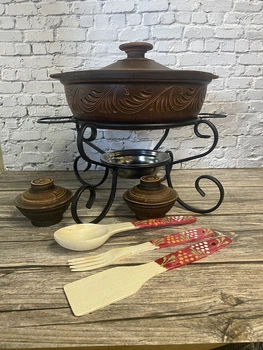 Садж Vitar Жаровня с ручками из красной глины 3 л