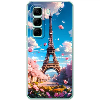 Силиконовый Чехол с Картинкой для Infinix Hot 50 Принт (Париж, Эйфелева Башня) (62065-ysm035)