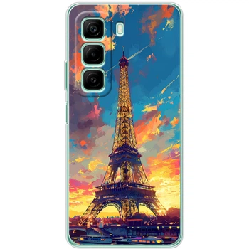Силиконовый Чехол с Картинкой для Infinix Hot 50 Принт (Париж, Эйфелева Башня) (62065-ysm038)
