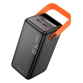 Зовнішній акумулятор повербанк power bank Borofone BJ66B 60000mAh|2USB/Type-C, Швидка зарядка 22.5W, LED-дисплей, ліхтар| black