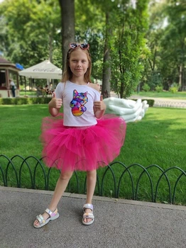 Дитяча пишна фатинова спідниця для дівчаток рожевого кольору зріст 110