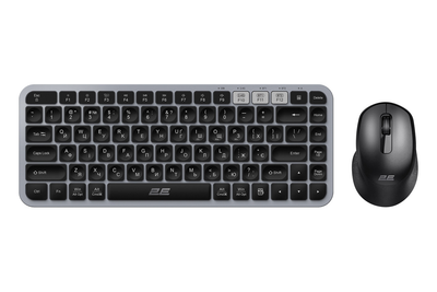 Клавіатура та мишка бездротова 2E MK430 WL/BT EN/UKR сіро-чорний TB