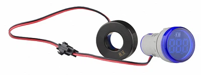 Ваттметр цифровой 26/45 кВт 230/400V AC тип А ø22мм круглый синий [A0190010206] U-ADM-W АСКО
