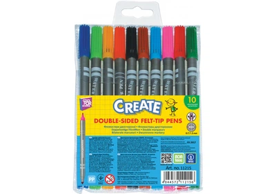 Фломастеры 10 цветов двусторонние Create, CF11215