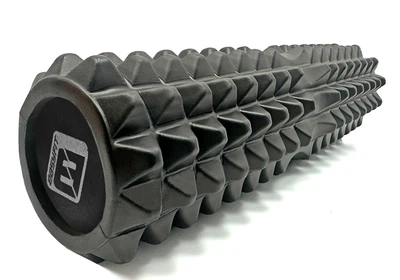 Масажний ролик EasyFit Solid Grid Roller 45 см v.2.2s чорний (суцільнолитий ролер, стійкий до пошкоджень валик, циліндр, масажер для спини, ніг, рук, шиї)