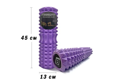 Массажный ролик EF Solid Grid Roller 45 см v.2.2s фиолетовый (цельнолитой роллер, устойчивый к повреждениям валик, цилиндр, массажер для спины, ног, рук, шеи) US-2552-NB