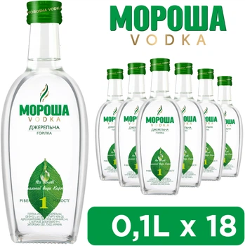 Упаковка горілки Мороша Джерельна 0.1 л 40% х 18 шт. (4820229034190B)