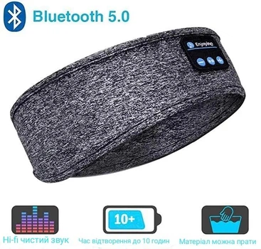 Бездротові Bluetooth навушники-пов'язка на голову для сну, спорту. Сіра