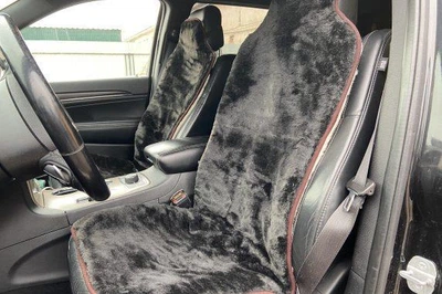 Авточехол на сиденье двухсторонний из овчины Черный 120*50 см