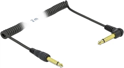 Kabel Delock Spiralny Momo Jack 6.35 mm 2 piny do męskiego mono jack Black 2 m (4043619859399)