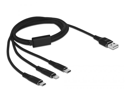 Зарядний кабель Delock USB 3 в 1 Type-A до Lightning / Micro USB / USB Type-C Black 1 м (4043619871551)