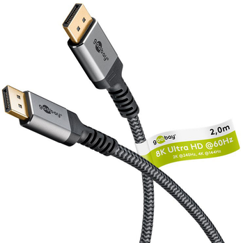 Кабель Goobay Plus DisplayPort 1.4 8K 60 Гц Sharkskin Grey 2 м (4040849652653)