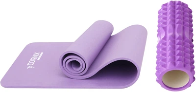 Набор Коврик спортивный Cornix NBR 183 x 61 x 1 см для йоги и фитнеса Violet + Массажный ролик Cornix EVA 33 x 14 см (валик, роллер) Violet (XR-0011+XR-0328)