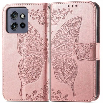Чохол-книжка з малюнком UniCase Butterfly Pattern для Motorola Edge 50 Neo / Edge 60 Neo - Rose Gold