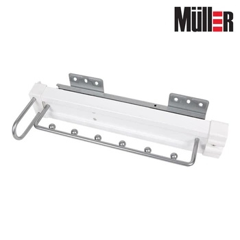 Вешалка выдвижная Muller L=365мм верхнего крепления с доводчиком, Белый (0048)