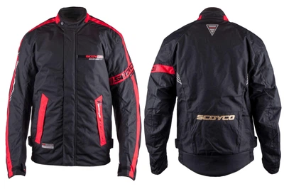 Мотокуртка SCOYCO (текстиль) (size:XL, черно-красная, mod:JK34)