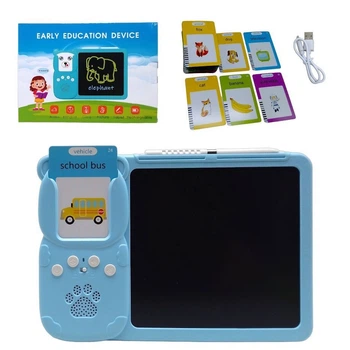Планшет для рисования LCD Writing Tablet + озвученная алфавит Монтессори 112 карт голубой