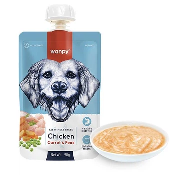 Жидкий корм для собак Wanpy Chicken Carrot & Pea крем-пюре курица с морковью, 90 г (6927749870203)