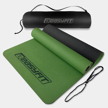 Килимок для йоги TPE+TC EasyFit ECO-Friendly 6 мм зелений з чорним (мат-каремат спортивний, йогамат для фітнесу, пілатесу)