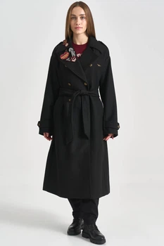 Чорне oversize пальто з патчами Aeronautica Militare 6904 42