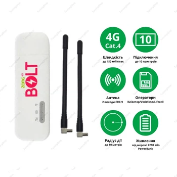 4G LTE wifi комплект современный usb модем bolt hiLink E8372 + 2 терминальные антенны 3 Дб