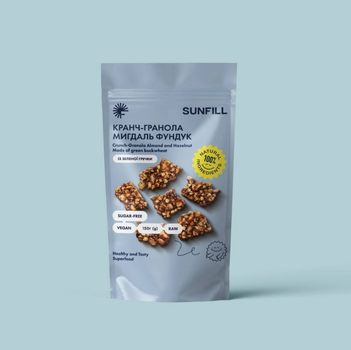 Кранч-гранола без сахара Sunfill Миндаль-Фундук, 150 г