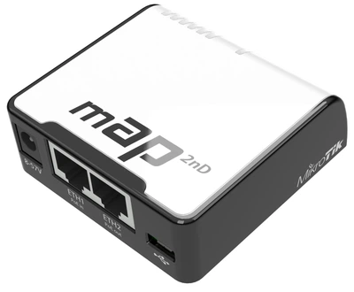 Точка доступу міні MikroTik mAP2nD (QCA9531 650MHz, 64MB RAM, 1.2 dBi, 24V 0.8A)