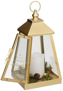 Lampion Atmosphera ze świeczką Led metalowy 32 x 17 cm Złoty (5902973443141)