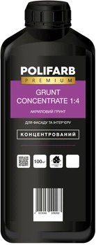 Акрилова ґрунтовка глибокого проникнення Polifarb Premium-Line Ґрунт-концентрат 1:4 1 л Молочно-біла (PB-109256)