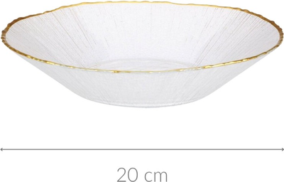 Talerz Home Styling Collection Datura szklany głęboki ze złotą obwódką Ø 20 cm (8721037049245)