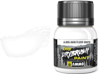 Фарба Ammo DIO Drybrush 40 мл Флюоресцентна Біла (8432074006497)