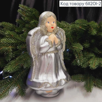 Верхушка на елку новогоднюю Ангел СЕРЕБЛО (цвет), высота 20см, Украина