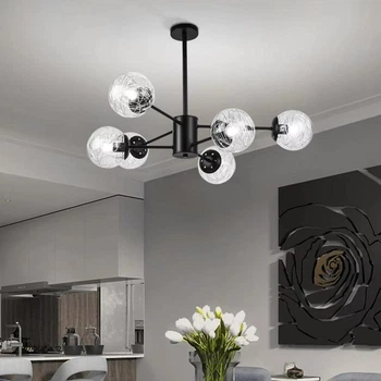 Потолочная LED люстра 50W Sirius со светодиодными нитями на 6 плафонов черная IP20 3310/6