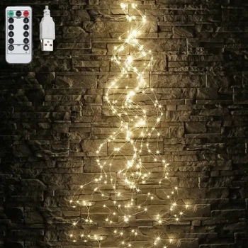 Гирлянда Конский хвост 20 нитей 400LED от USB 8 режимов Теплый белый 2,0м (7449-1/EW)