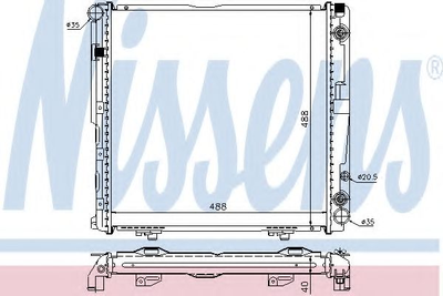 Радіатор MB E W 124(84-)E 200(+)[OE 124 500 62 02] Nissens (62763A)