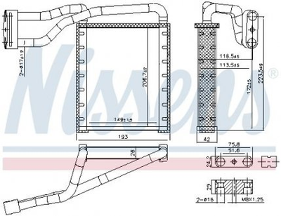 Радиатор отопления FD TRANSIT CUSTOM 250 (2013) 2.2 TDCI Nissens (707306)