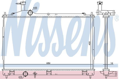 Радиатор MITSUBISHI OUTLANDER (GF0, GG0) (12-) 2.0 HYBRID Nissens (628967)