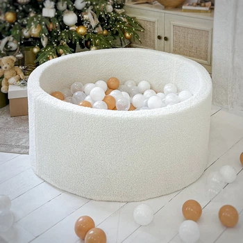 Сухий басейн Joyful Kids хутро Теді 100x40 см Молочний з кульками 200 шт