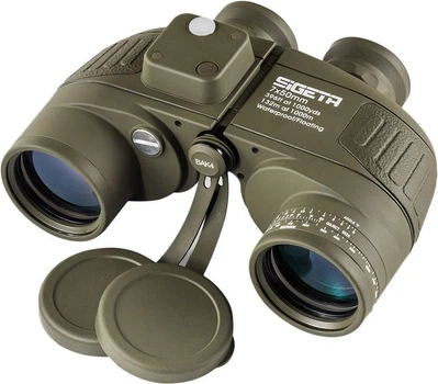 Морской военный бинокль Sigeta Admiral 7x50 Military floating compass reticle (Зеленый)