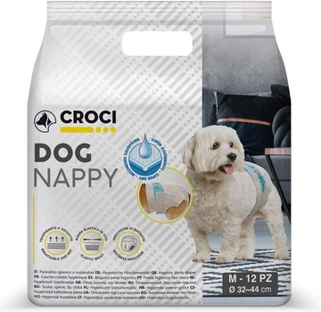 Подгузники для собак 32-44 см Croci Dog nappy M 12 шт/уп