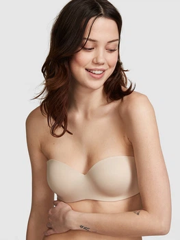 Бюстгальтер Victoria's Secret Pink Wear Everywhere Push-Up Strapless Bra 34В Бежевий (26784857)