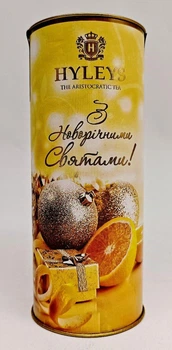 Подарунковий цейлонський чорний чай Hyleys З новорічними святами в тубусі 50г