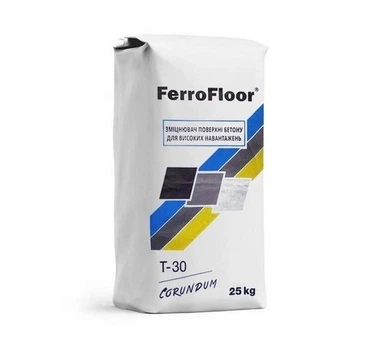 Топинг корундовый упрочнитель промышленных бетонных полов Ferrofloor T30 мешок 25 кг серый / 10 шт на палете