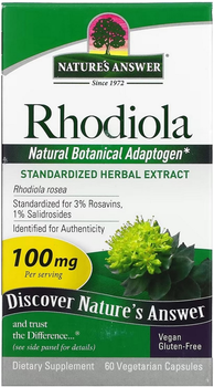 Родиола Nature's Answer Rhodiola 100 мг 60 вегетарианских капсул (083000164262)