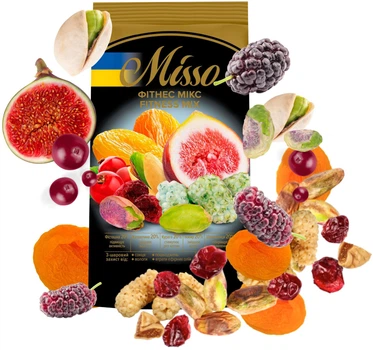 Асорті сушених ягід та ядер фісташки Misso Фітнес Мікс 100 г (0.1 кг) (4820232570692)