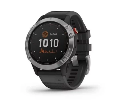 Смарт-часы GARMIN Fenix 6 Solar Silver with black band (010-02410-00)