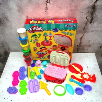 Игровой набор пластилин тесто для лепки Play-Doh Вафельница и Бутербродница: создавай вкусняшки с 6 баночками теста и аксессуарами