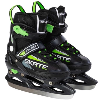 Коньки раздвижные хоккейные детские Zelart Ice Skate 5861 размер 37-40 Black-Green